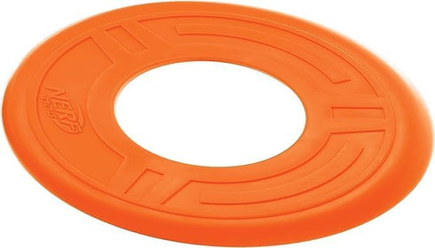 Nerf Dog Atomic Flyer 10 Inch Outdoor Dog Fetch Toy, Rubber Flying Disc for Medium and Large Dogs, Orange