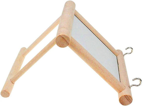 Generic (1PCS) Wooden Bird Mirrors Bird Swing, Parrot Cage Toys, Swing Hanging Play with Mirror for Small Birds Greys