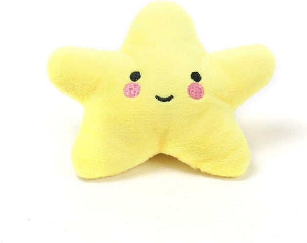 1Pc Yellow Star Plush Dog Toy, Small Medium Puppy Squeaky Bite Playing Starfish Toy