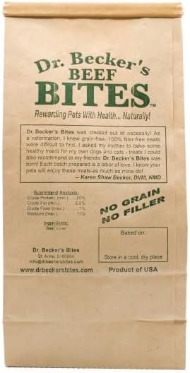 5 oz (Pack 3) Dr. Becker's Original Beef Bites | Grain Free Liver Training Treats for Dogs & Cats
