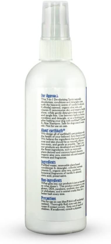 earthbath, Mediterranean Magic 3-in-1 Dog & Puppy Deodorizing Spritz - Dog Odor Eliminator for Strong Odor, Cruelty-Free Dog Cologne, Dog Wash Spray, Made in USA, Dog Bathing Supplies - 8 Oz (2 Pack)