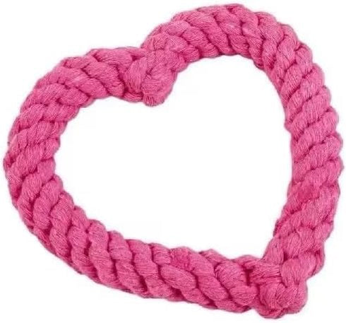 Essivox Pink Love Heart Shaped Dog Chew Rope Toy, Interactive Dental Puppy Tool for Heavy Chewers
