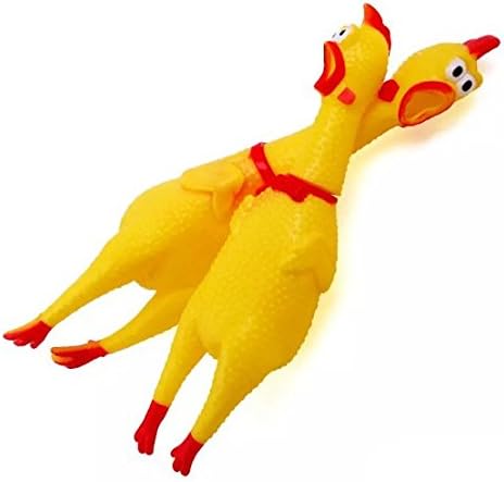 2 Pack Large Screaming Chicken Toy Rubber Squawking Chicken 12 inch