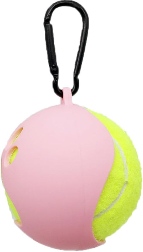 Dog Accessory Ball Holder - Leash Attachment, Lightweight Silicone for Convenient and Fun Playtime (Pink)