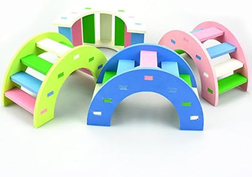 Hamster Toy Rainbow Bridge Seesaw - Small Pet Animals Wood Bridge Climb Playground Gift for Dwarf Syrian Hamsters,
