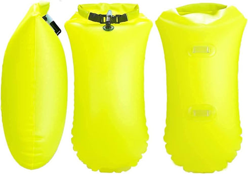 YW 2 Pack 20L Waterproof Dry Bags, Swim Buoy Float Swimming Marine Safety Inflatable Bubble Bag with Waist Belt