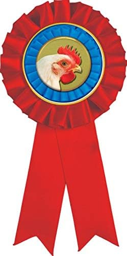 Chicken Red Rosette Ribbon, Chicken Trophy Ribbon Award Prize Prime