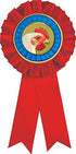 Chicken Red Rosette Ribbon, Chicken Trophy Ribbon Award Prize Prime