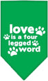 Mirage Pet Products Love is a 4 Leg Word Bandana for Pets, Small, Lime Green, Screen Print