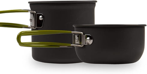 Paracord Planet Outdoor Cooking Set for One, 100% Alloy Lightweight with 2 Small Cooking Pots for Camping