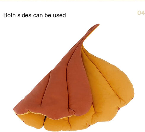 Pet Mat for Small Dogs and Cats - Soft Cotton Bedding with Ginkgo Leaf Design, Machine Washable, 50 x 68cm