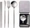 Portable & Reusable Stainless Steel Travel Cutlery Set, Folding Utensil Set with Case for Camping, Picnic, Office