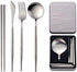 Portable & Reusable Stainless Steel Travel Cutlery Set, Folding Utensil Set with Case for Camping, Picnic, Office