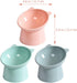 LIFKOME 3PCS Elevated Cat Bowls, Raised Plastic Tilted Pet Food Bowl for Flat-Faced Cats (Pink, Blue, Grey)