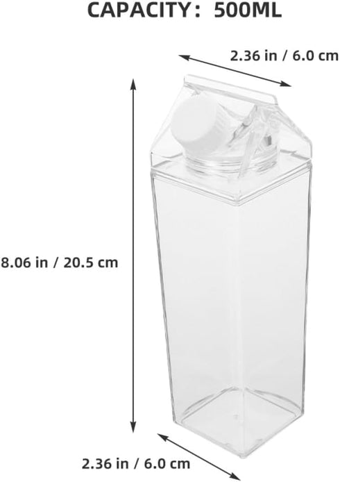 4pcs 500ml Toddmomy Reusable Milk Carton Water Bottles Plastic Portable Carton Shaped Juice Containers for Travel