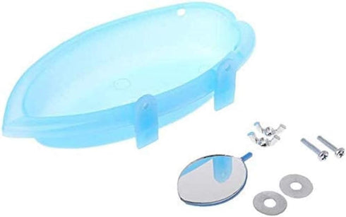 2 PCS Bird Bathtub with Mirror Toy, Durable Plastic Shower Tub Cleaning Tool for Small Parakeet Cockatiel.