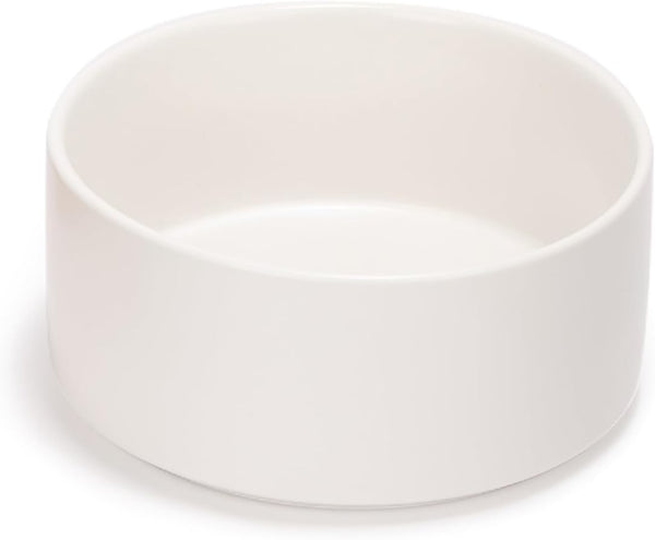 SPUNKYJUNKY 28.7OZ Ceramic Dog and Cat Bowl, Modern Weighted Food Water Bowl Replacement White (1 Pack)