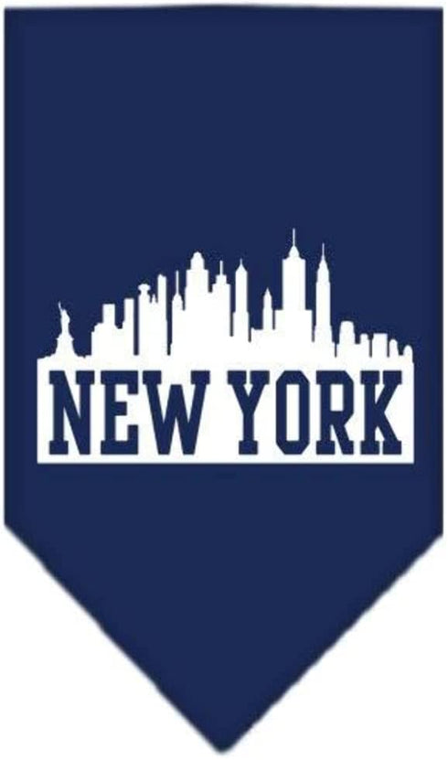 New York Skyline Screen Print Bandana, Large, Bright Pink, Mirage Pet Products
