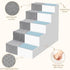Heeyoo Dog Stairs for Small Dogs, 5-Step High-Density Foam Steps with Non-Slip Removable Washable Cover, Grey, 23" High