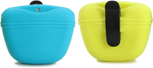 RoyalCare Silicone Dog Treat Pouch - Small Training Bag with Magnetic Closure and Waist Clip, 2 Pieces