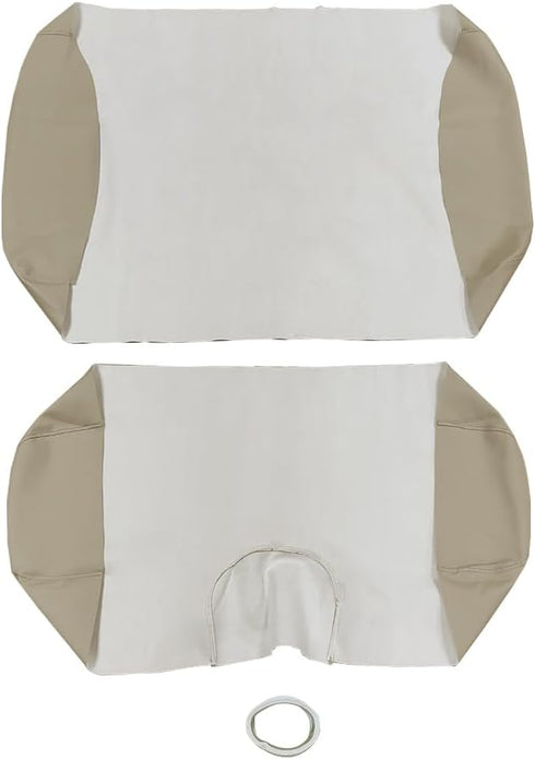 Golf Cart Front Seat Cover Set - Staple On for E-Z-Go TXT Golf Cart, Microfiber Leather in Beige