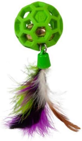 JW Pet Cataction Feather Ball with Bell, Cat Toy, Green, 1 Count