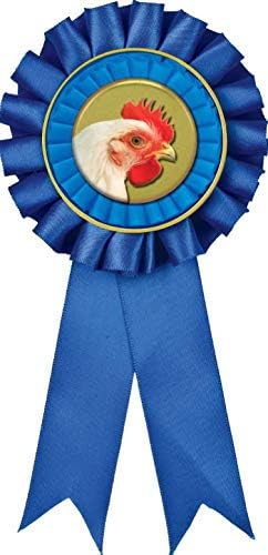 Chicken Blue Rosette Ribbon, Chicken Trophy Ribbon Award Prize Prime