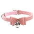 AKOAK Adjustable PU Leather Pet Dog Bowknot Lead with Bell Necklace, Pink