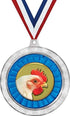Chicken Medal, 2 1/2" Silver Glitter Chicken Medals, Great Chicken Awards Prime