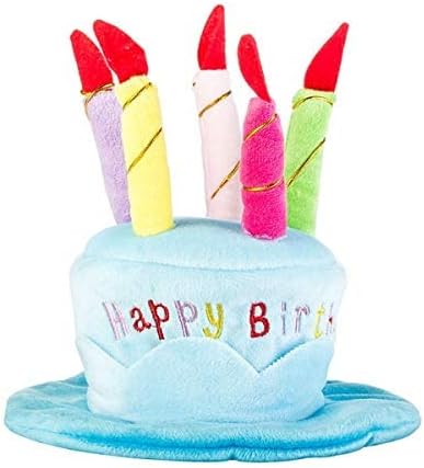 Cute Adorable Dog Cat Birthday Cake Hat, Pet Cap with 5 Color Candles Design, Party Custom Accessory (Pink)