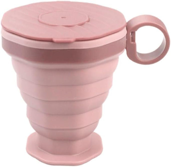 Generic New Folding Coffee Cup Portable Outdoor Water Travel Carrying with Lid Mouthwash(Pink)