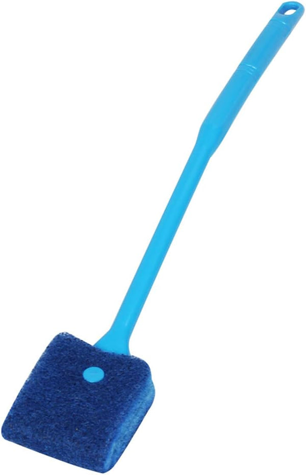 Double-Sided Fish Tank Aquarium Cleaning Sponge Brush with Non-Slip Handle, Blue