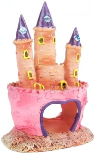 Cute Cartoon Pink Fairy Castle Decor, Small Fish Tank Ornament for Shrimp Crab Betta Cichlids