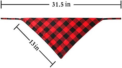 Pohshido 2 Pack Dog Cat Buffalo Plaid Bandanas, Checkered Red Flannel Triangle Bibs for Pets (Large)