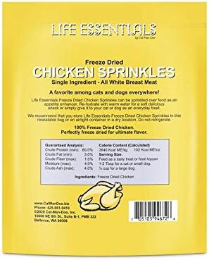 Cat-Man-Doo Life Essentials Freeze Dried Chicken Crushed Sprinkles Powder for Dogs & Cats, 5 Oz Bag