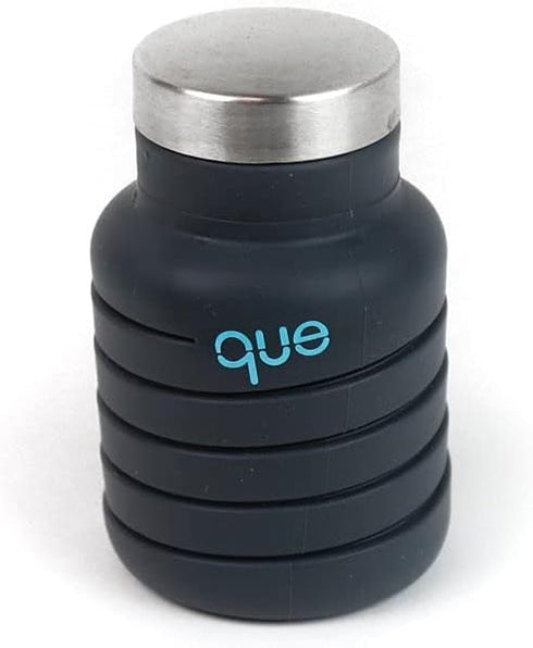 que Bottle - Fashionable & Collapsible 12oz Water Bottle, Metallic Charcoal