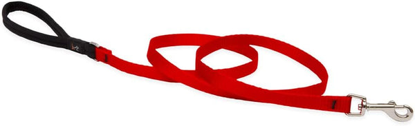 LupinePet Basics Padded Handle Leash, 1/2" Red, 4-foot for Small Pets