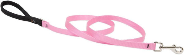 LupinePet Basics 1/2" Pink Padded Handle Leash for Small Pets, 4-foot