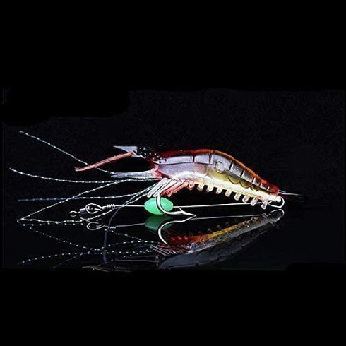 OriGlam 5pcs Soft Luminous Shrimp Lure Set, 5 Colors Bait with Hooks and Beads for Freshwater and Saltwater Fishing