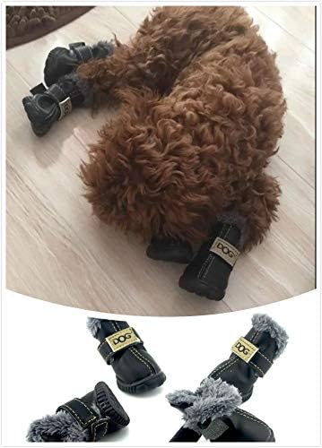 Snow Small Dog Boots, Pet Antiskid Dog Shoes, Winter Waterproof Skidproof Paw Protectors (L, Black)