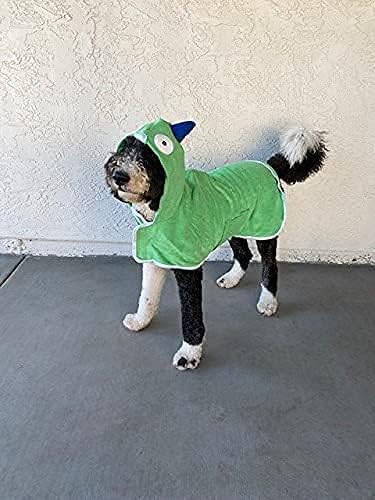XL Microfiber Dog Towel with Monster Hoodie - Soft Bathrobe for Dogs