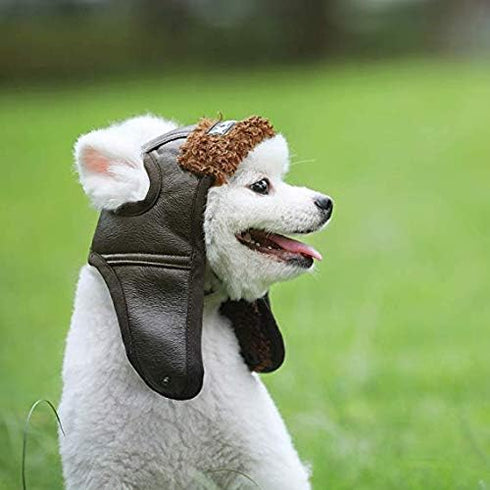 leconpet Dog Aviator Hat, Winter Pilot Hat with Ear Flaps for Cold Weather, XXL, Brown