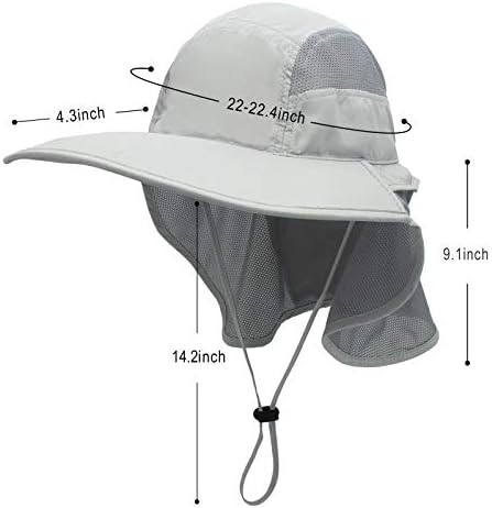 Surblue Wide Brim Sun Hat with Adjustable Neck Flap, UPF50+ Hiking and Fishing Hat for Men and Women