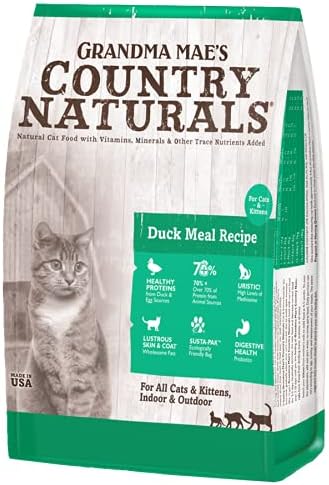 Grandma Mae's Country Naturals Grain Inclusive Dry Cat & Kitten Food, 6 LB Duck Meal Recipe