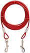 Stainless Steel Pet Dog Tie Out Cable - Double Head Leash for Medium Large Dogs (5m/16Ft, Red)