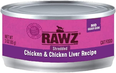 Rawz Natural Premium Canned Cat Wet Food, 12 Pack Chicken Variety Bundle, 3oz Cans, Includes Hotspot Pets Bowl