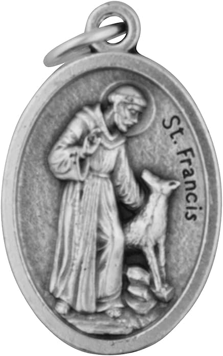 Religious Gifts Saint St Francis of Assisi Silver Tone Pet Medal, 1 Inch H