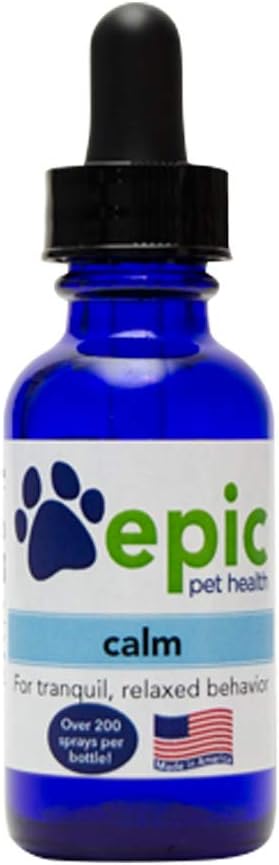 Calm Natural Odorless Calming Sprays for Dogs and Cats, Promotes Relaxed Behavior, Made in USA (Dropper, 1 Ounce)