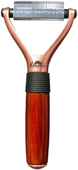 Kenchii Luxury Pet Grooming Rake - Dematting Undercoat Rake for Dogs and Cats, Precision Dog Brush for Shedding
