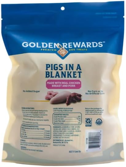 Generic 16 oz (Pack 1) Golden Rewards Pigs in a Blanket Dog Treats, Chicken & Pork Sausage, Soft Training Snacks